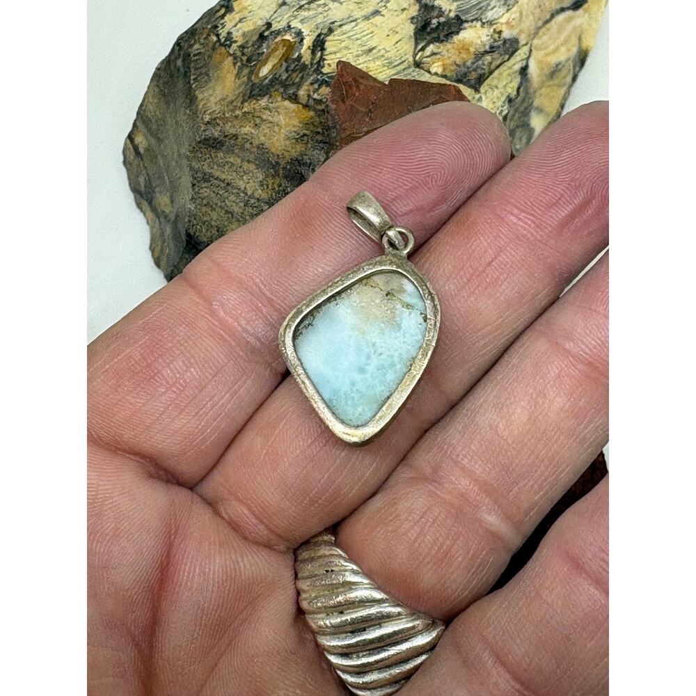 Vintage Larimar Pendant and Earrings Set. 90s. - Picture 6 of 7